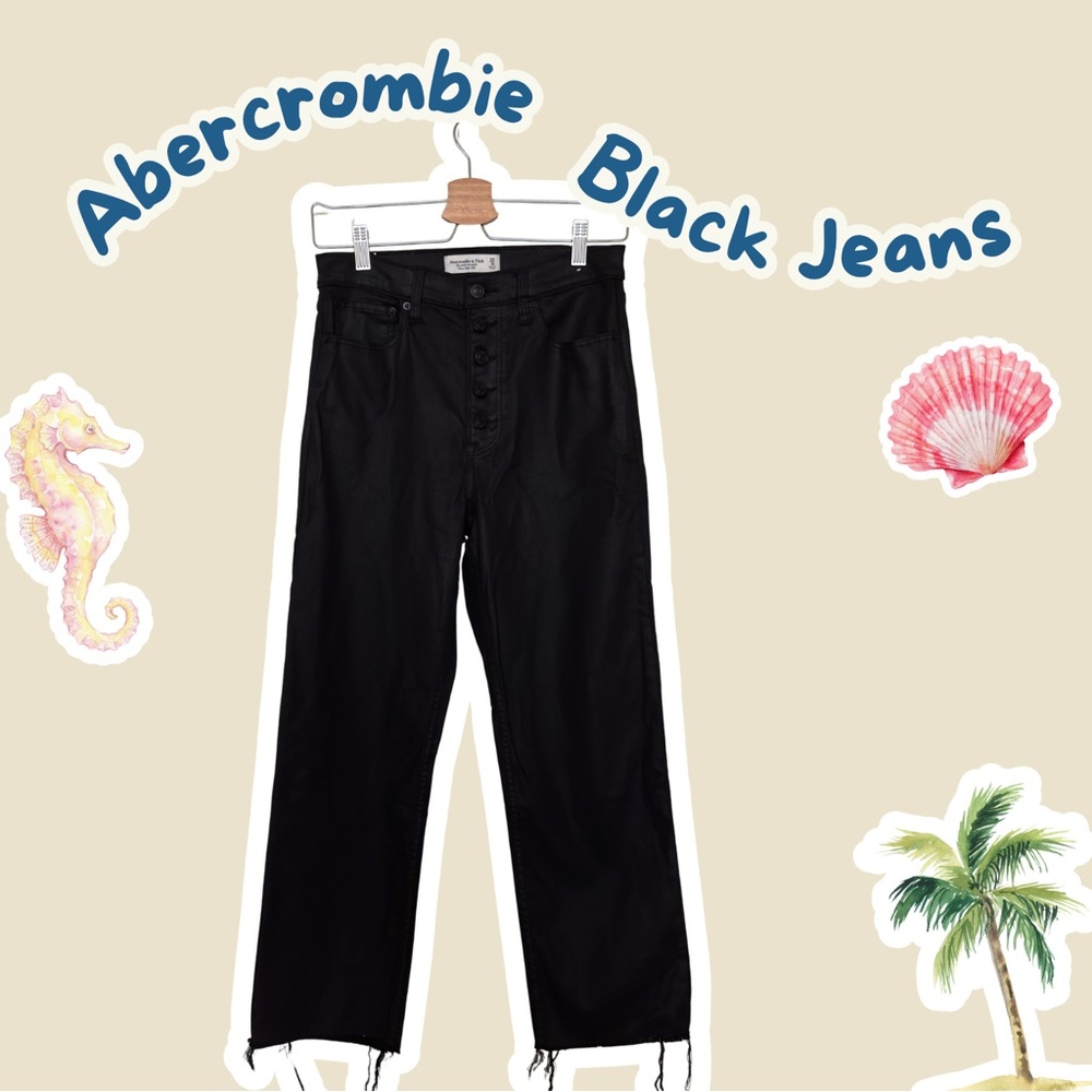 Abercrombie & Fitch Black Ultra High Rise Ankle Straight Jeans
